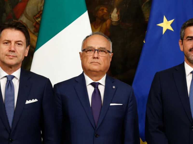 Giuseppe Conte, Riccardo Fraccaro, Stanislao Di Piazza (foto LaPresse)