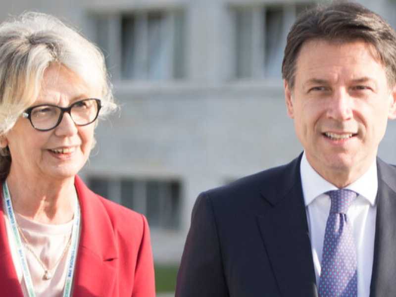 Patrizia De Luise con Giuseppe Conte (foto LaPresse)