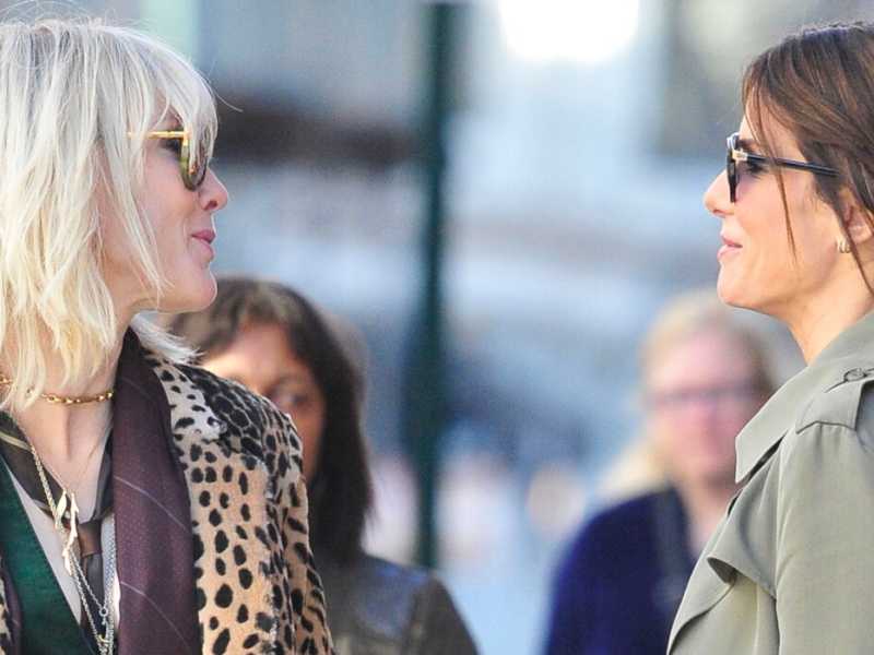 Sandra Bullock,Cate Blanchett e sul set del film Ocean's 8 (foto LaPresse)