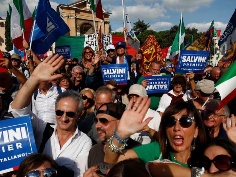 La manifestazione della Lega a Roma del mese scorso (foto LaPresse)