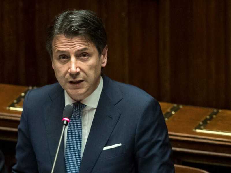 Il premier Giuseppe Conte tiene l'informativa sul caso Retelit alla Camera (foto LaPresse)