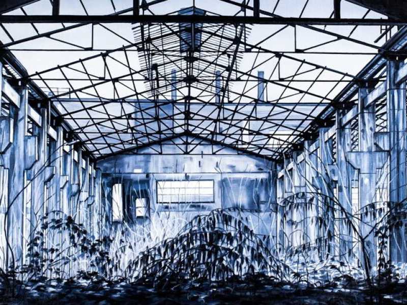 Andrea Chiesi, Eschatos (2). Olio su lino, 100x140 cm, 2019. NM Contemporary, Principato di Monaco