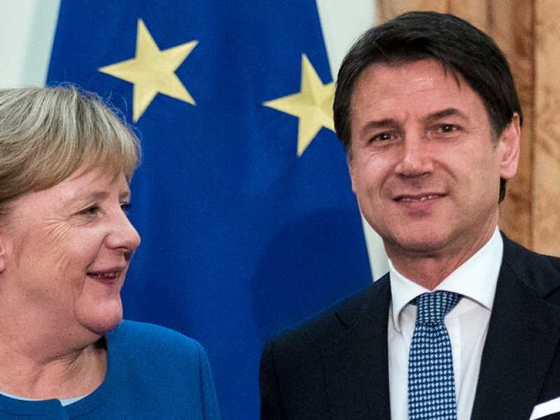 Angela Merkel e Giuseppe Conte (foto LaPresse)