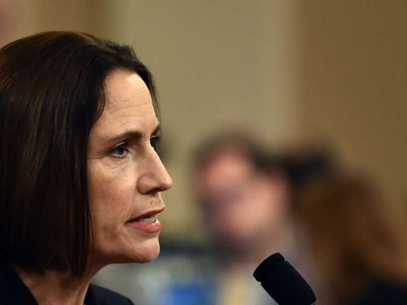 Fiona Hill durante la sua testimonianza (foto LaPresse)