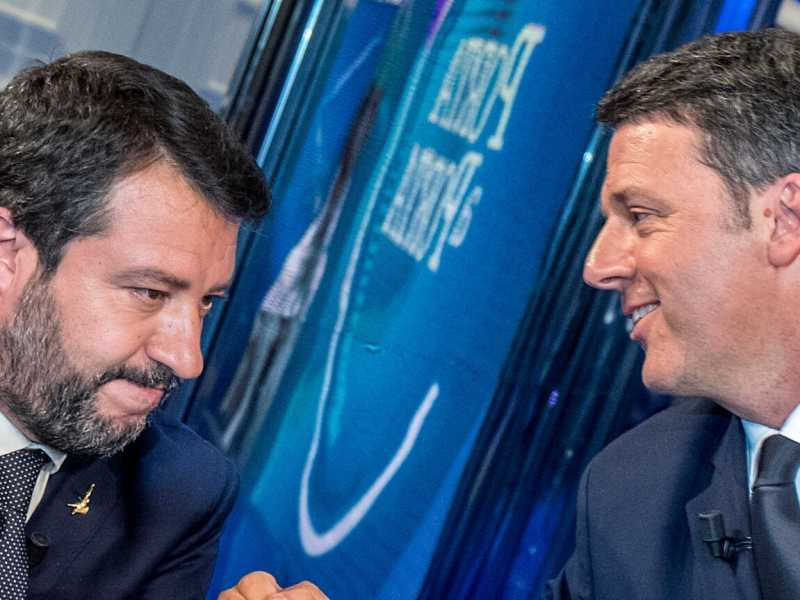 Matteo Salvini con Matteo Renzi (foto LaPresse)