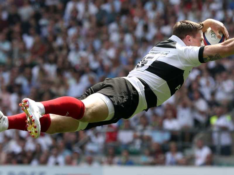 La meta di Chris Ashton contro l&rsquo;Inghilterra al Twickenham Stadium il 27 maggio 2018 (foto LaPresse)