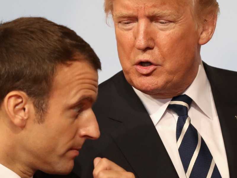 Il presidente francese Emmanuel Macron e il presidente degli Stati Uniti Donald Trump (foto LaPresse)