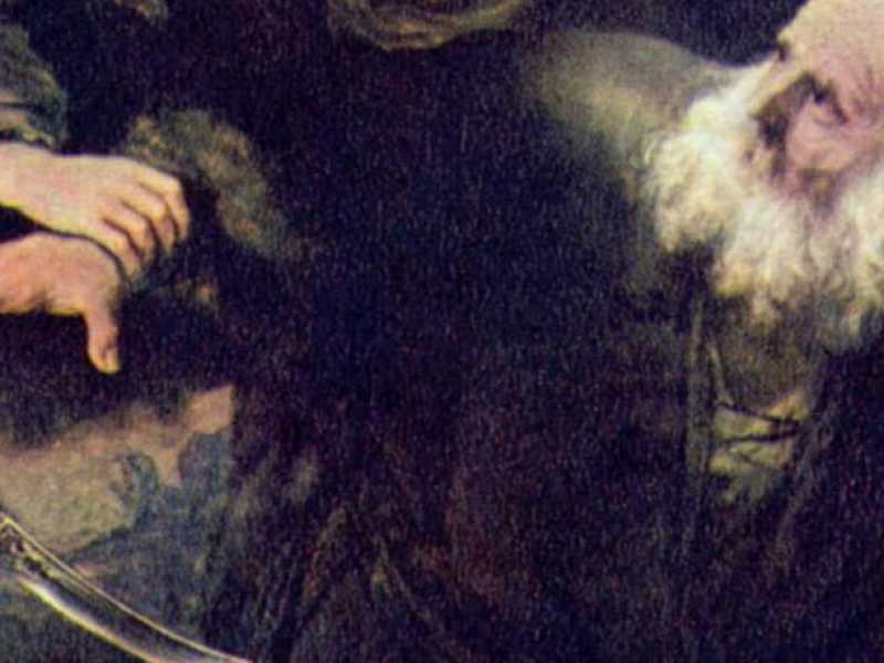 Il sacrificio di Isacco dipinto da Rembrandt nel 1635, oggi conservato all'Hermitage di San Pietroburgo (Wikipedia)