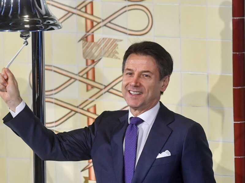 Giuseppe Conte alla Borsa di Milano (foto LaPresse)