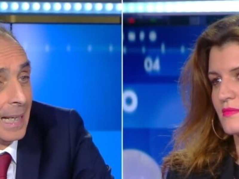 &Eacute;ric Zemmour e Marl&egrave;ne Schiappa durante il dibattito televisivo