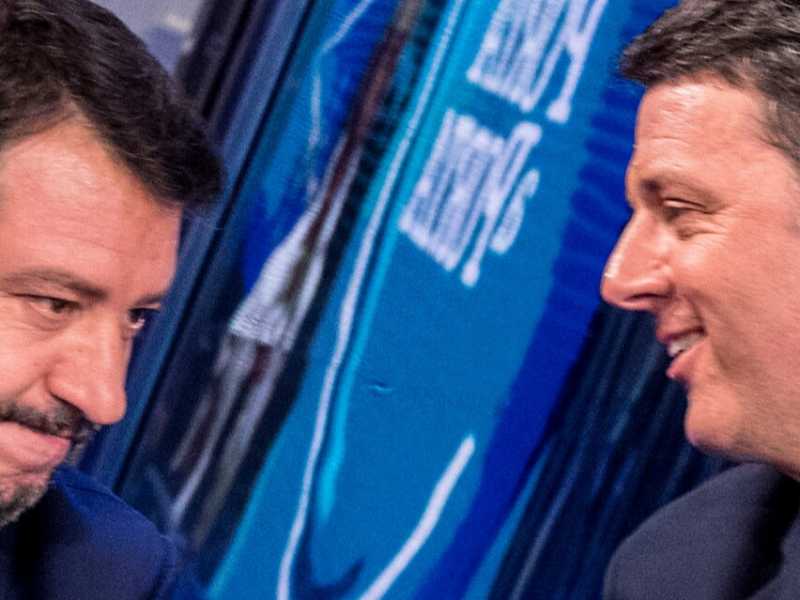 Matteo Salvini e Matteo Renzi (foto LaPresse)