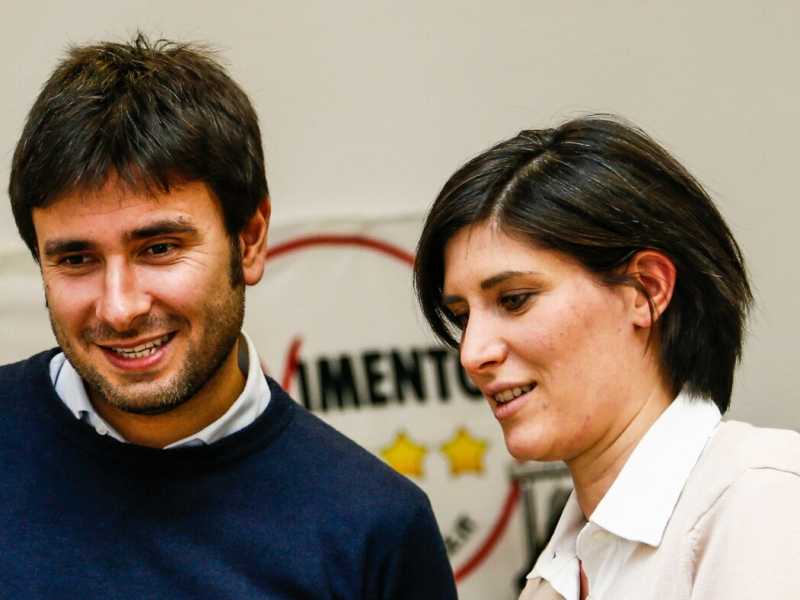 Alessandro Di Battista e Chiara Appendino (foto LaPresse)