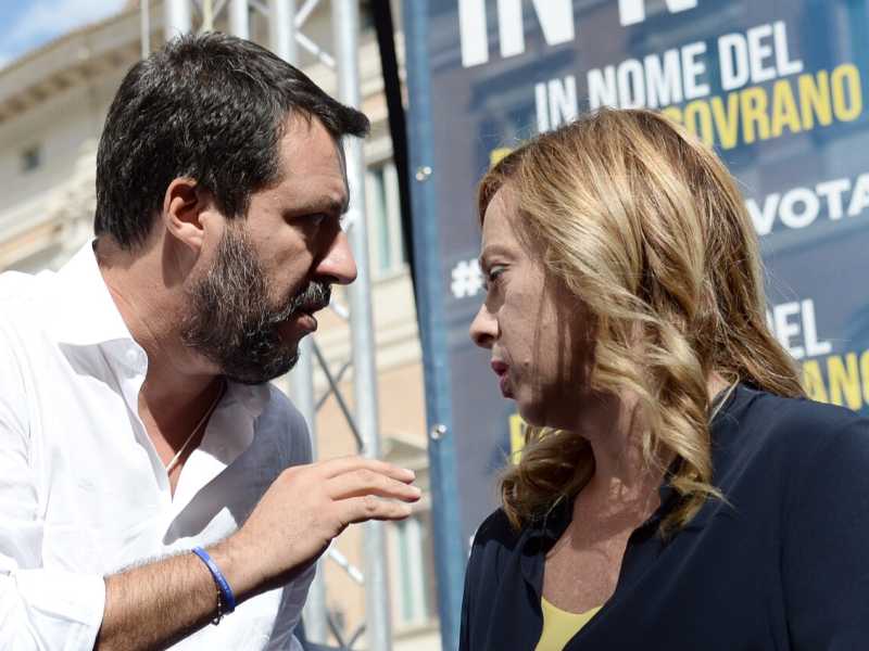 Matteo Salvini e Giorgia Meloni (foto LaPresse)
