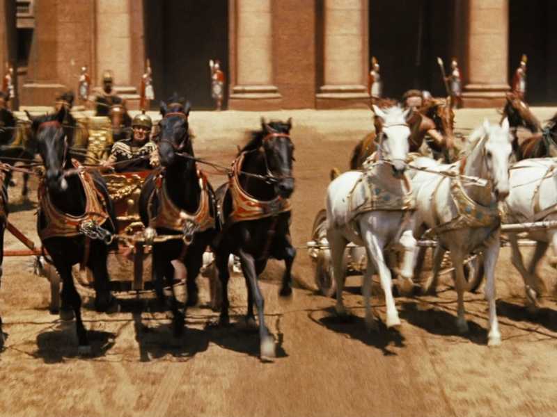 Una scena di Ben Hur, film del 1959 diretto da William Wyler con protagonista Charlton Heston