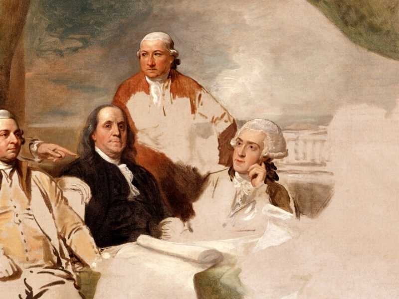 Schizzo a olio (incompleto) di Benjamin West delle delegazioni al Trattato di Parigi che sancisce la fine della guerra d'indipendenza americana e dei conflitti collegati