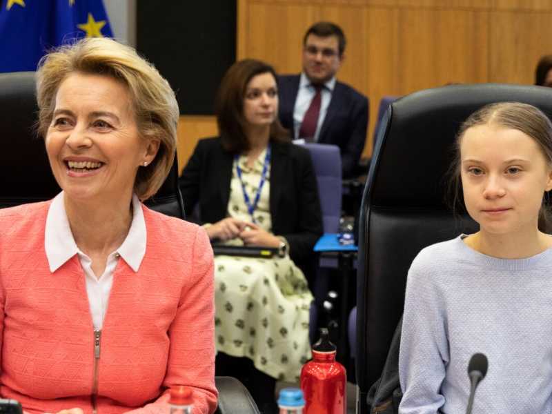 Ursula von der Leyen e Greta Thunberg (foto LaPresse)