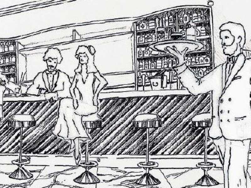 Disegno per un bar del nightclub voluto da Curzio Malaparte. Copyright Dariusz Jasak  &copy; Malaparte 