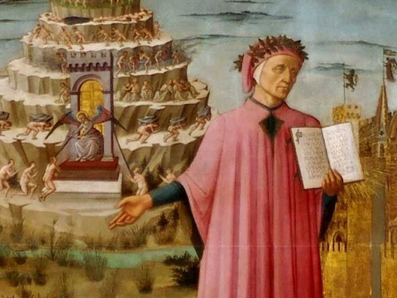 Dettaglio de "La Divina Commedia illumina Firenze" del Michelino