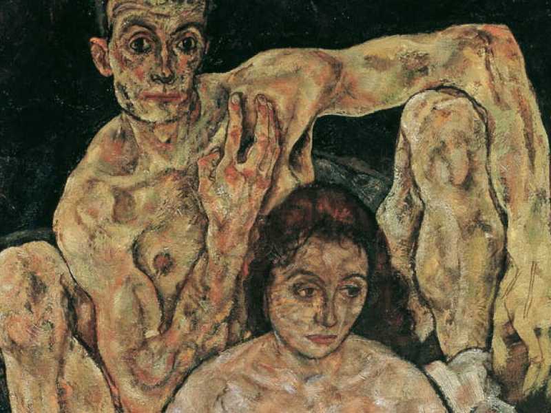 &ldquo;La famiglia&rdquo;, il quadro che Egon Schiele compose in omaggio alla famiglia che non ebbe mai. La moglie, incinta, venne uccisa dal virus (Wikipedia)