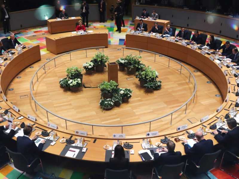 La sala delle riunioni del Consiglio europeo a Bruxelles (foto LaPresse)