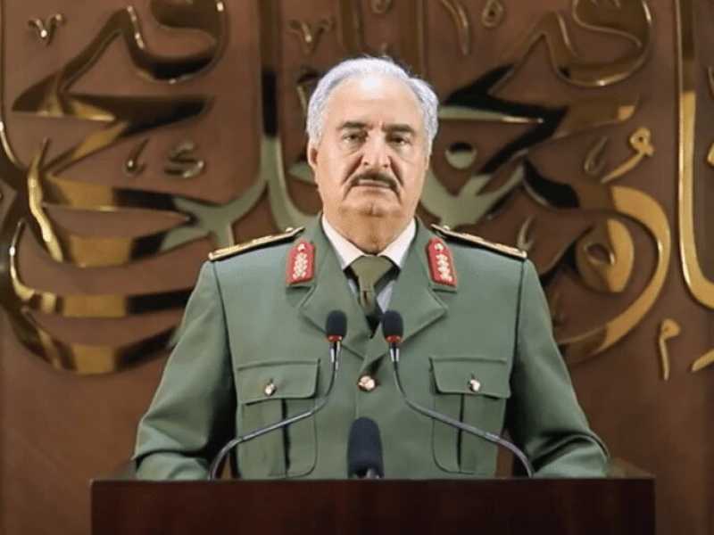 Khalifa Haftar nel suo discorso televisivo 