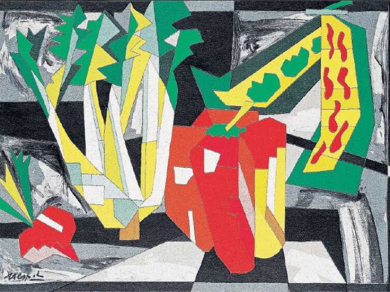 Ugo Nespolo, &ldquo;Vegetables&rdquo;, acrilici su legno, 1991, cm. 50X70