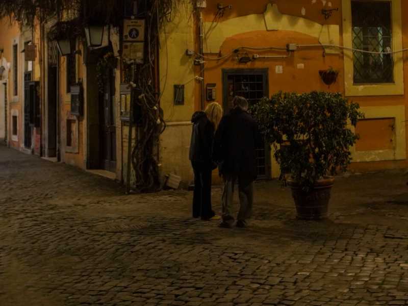 Trastevere durante il lockdown (foto LaPresse)