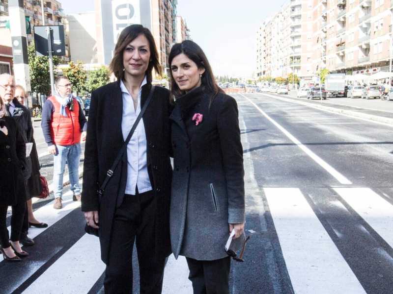 La sindaca Virginia Raggi con la presidente del IV municipio Roberta Della Casa su via Tiburtina