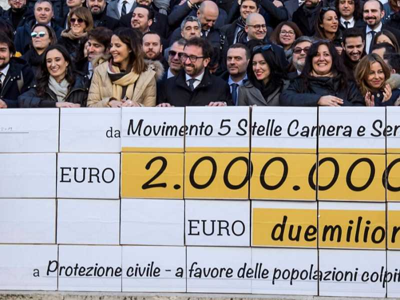Il Restitution day del M5s del febbraio 2019 (foto LaPresse)