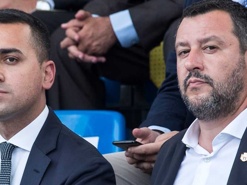 Luigi Di Maio e Matteo Salvini, vicepremier del governo gialloverde, insieme nel luglio del 2019 (foto LaPresse)