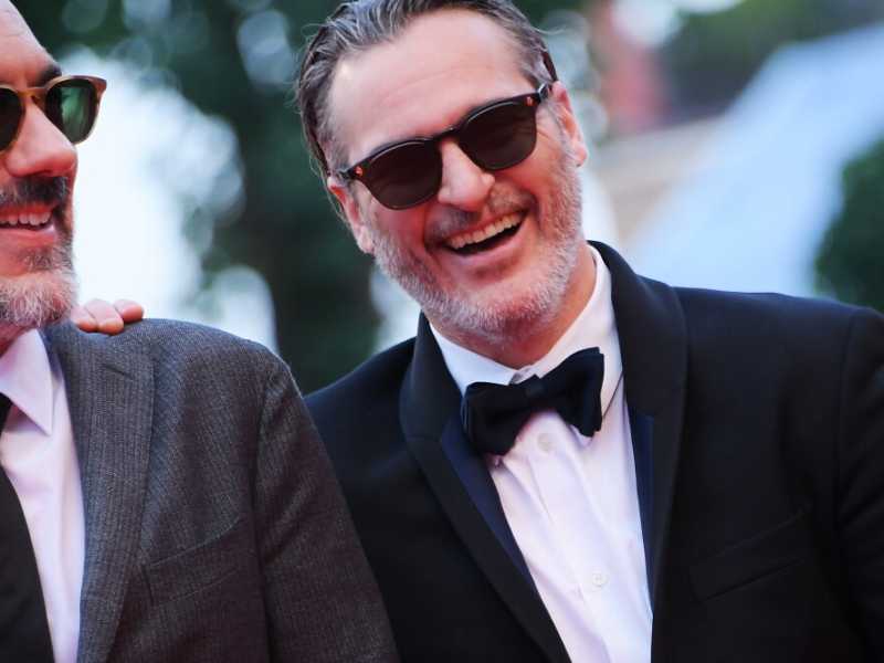 Todd Phillips e Joaquin Phoenix durante l'edizione 76 del Festival del Cinema di Venezia (foto LaPresse)