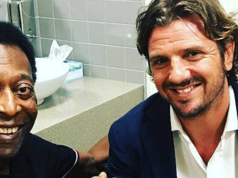 Davide Lippi a Dubai con Pel&eacute; nel 2018 (foto dal profilo Instagram @davide_lippi)