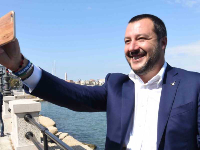 Il leader della Lega Nord Matteo Salvini a Bari