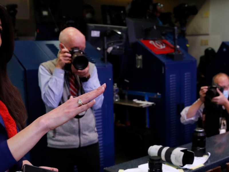 La reporter di Oan, Chanel Rion (foto LaPresse)