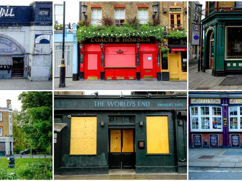 Alcuni pub di Londra chiusi per il lockdown (foto LaPresse)