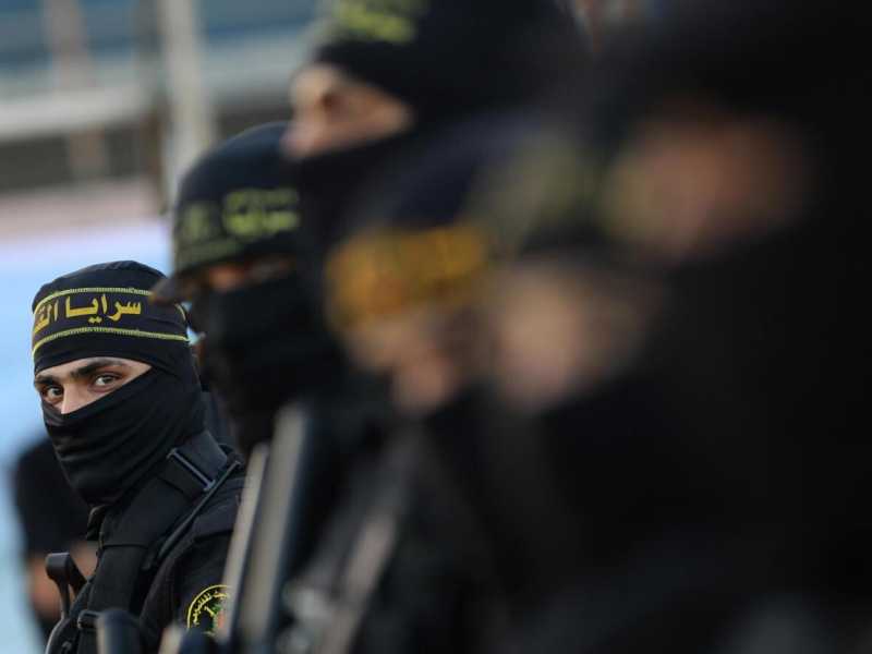 militanti delle brigate Al-Quds, falange armata del movimento Islamic Jihad (foto LaPresse)
