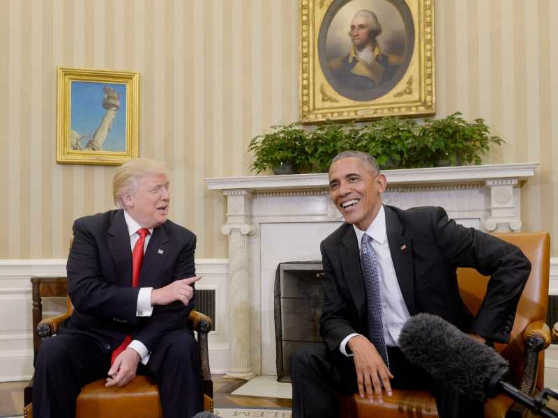 Donald Trump con Barack Obama (foto LaPresse)