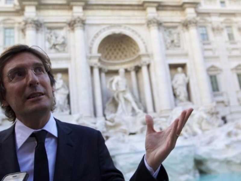 Pietro Beccari all'inaugurazione della fine dei lavori della Fontana di Trevi (foto LaPresse)