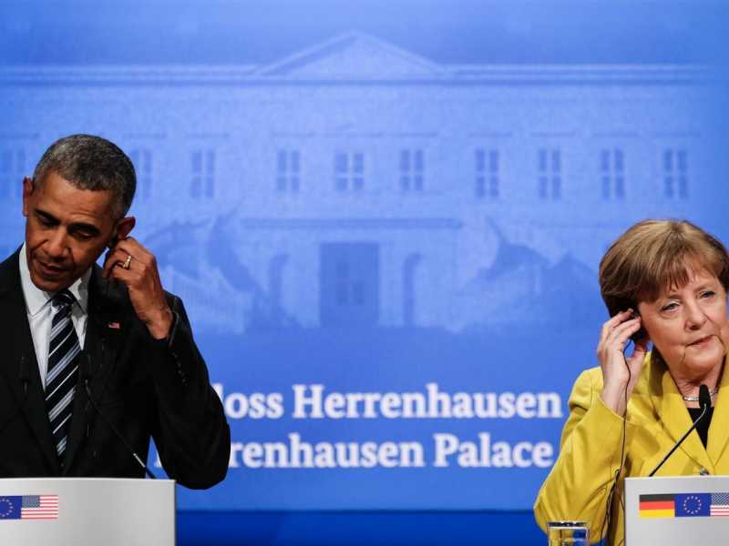 Il presidente americano Barak Obama e la cancelliera tedesca Angela Merkel (foto LaPresse)