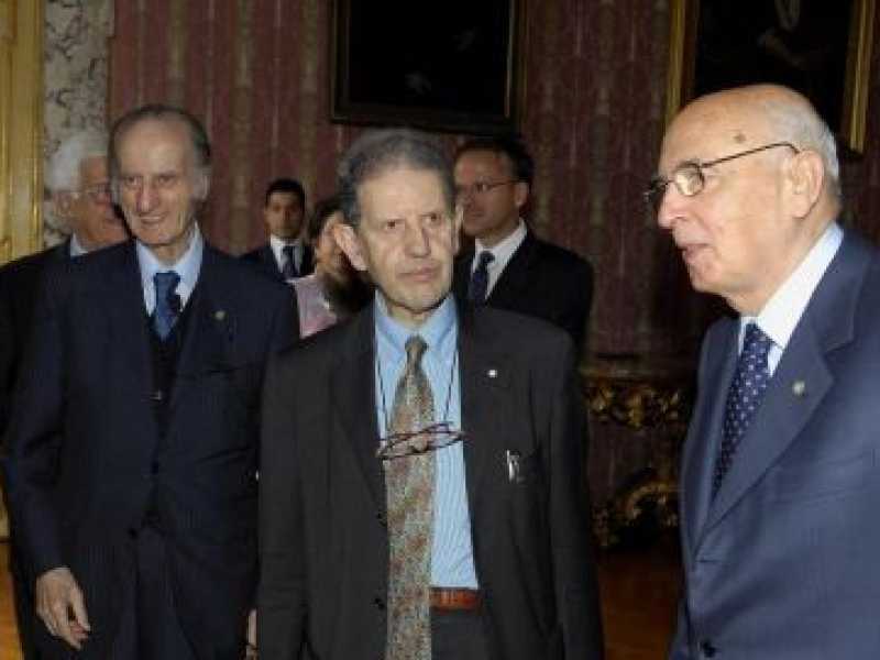 Giovanni Conso, Salvatore Settis e Giorgio Napolitano (foto LaPresse)