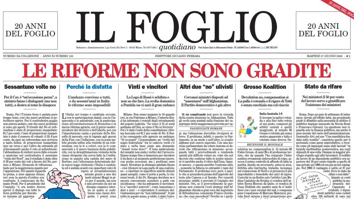 Immagine di Le riforme non sono gradite. Cosa c'è in regalo nel Foglio del weekend