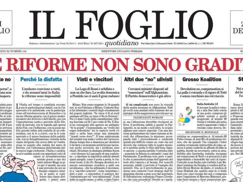 Le riforme non sono gradite. Cosa c'è in regalo nel Foglio del weekend