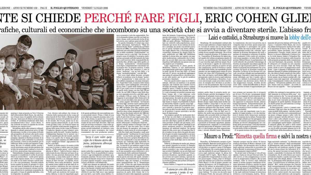 Immagine di "L’occidente si chiede perché fare figli". In regalo il numero speciale del Foglio