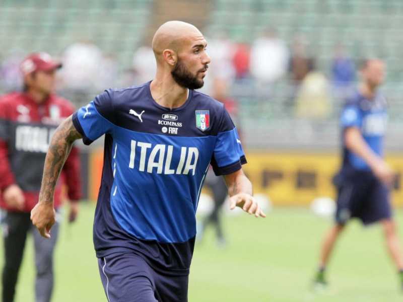 Simone Zaza si allena con la Nazionale italiana (foto LaPresse)