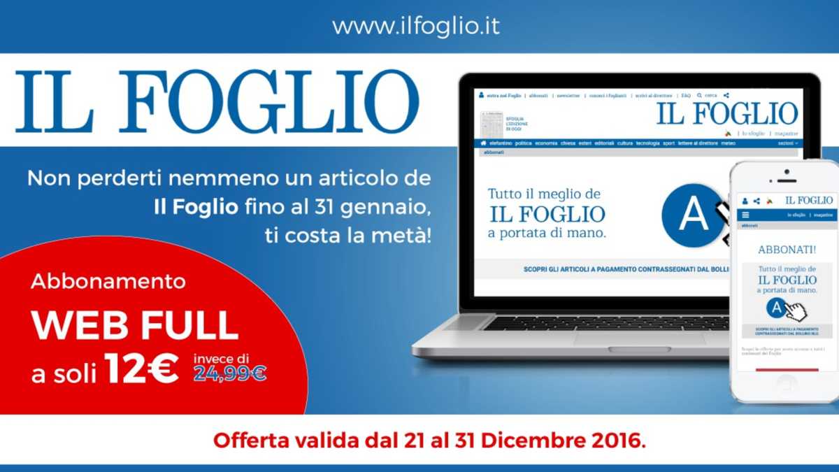 Immagine di Per Natale l'abbonamento al Foglio è a metà prezzo