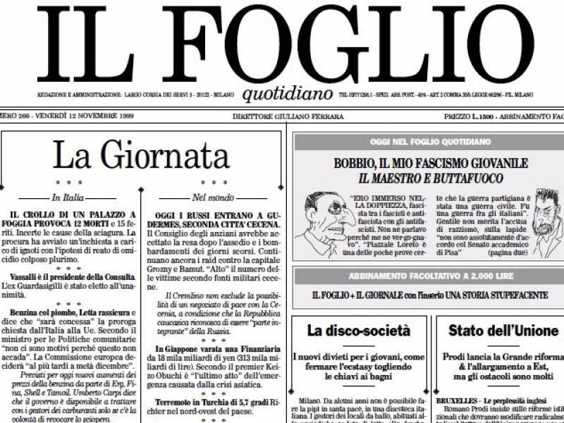 L'intervista a Norberto Bobbio. In regalo il numero speciale del Foglio