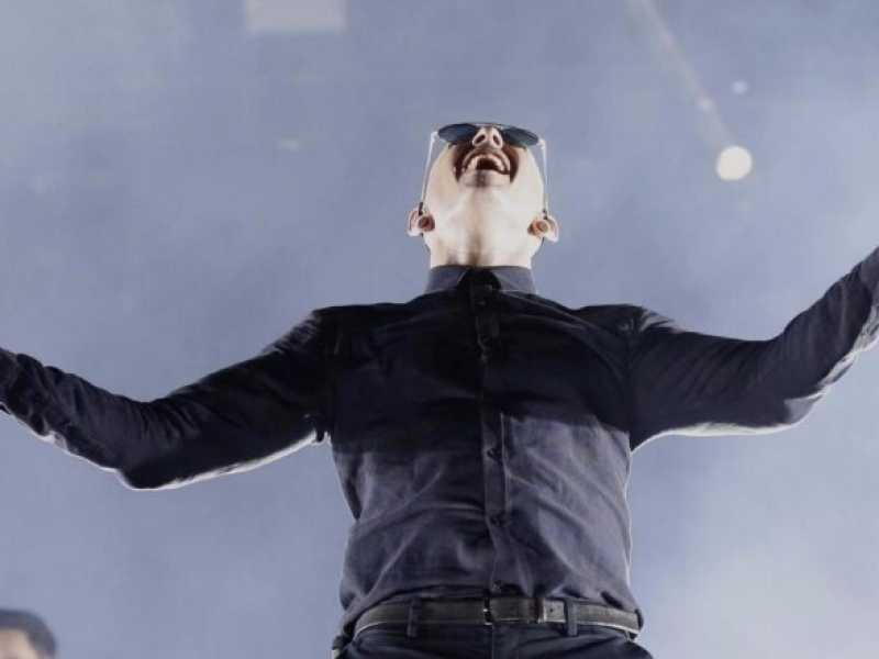 Chester Bennington al Download festival di Madrid il 22 giugno scorso (foto LaPresse)