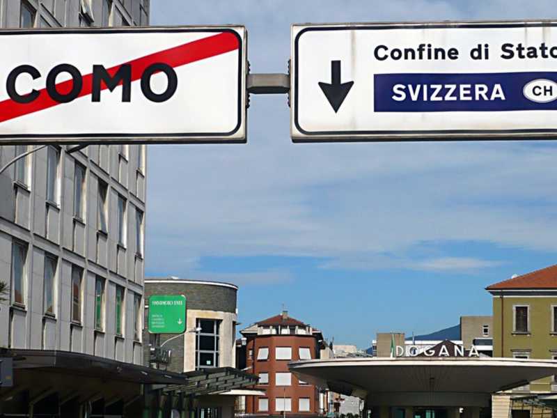 Il confine tra Svizzera e Italia tra Como e Chiasso