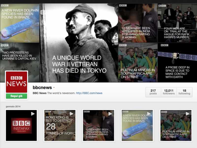 Le news in 10 secondi su Instagram. Bbc e Nbc ci credono (e investono)