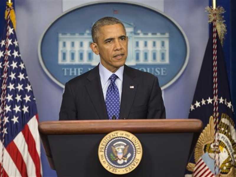 Il presidente americano Barack Obama durante la conferenza stampa sull'Iraq tenuta alla Casa Bianca (Foto Ap)